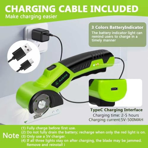 Image of Cordless Electric Scissors 4.2V Rechargeable Cardboard Cutter with 2000mAh Battery, LED Light, Safety Lock, A Replacement Blade, Box Cutter for Cardboard, Cloth,Plastic and Thin Carpet