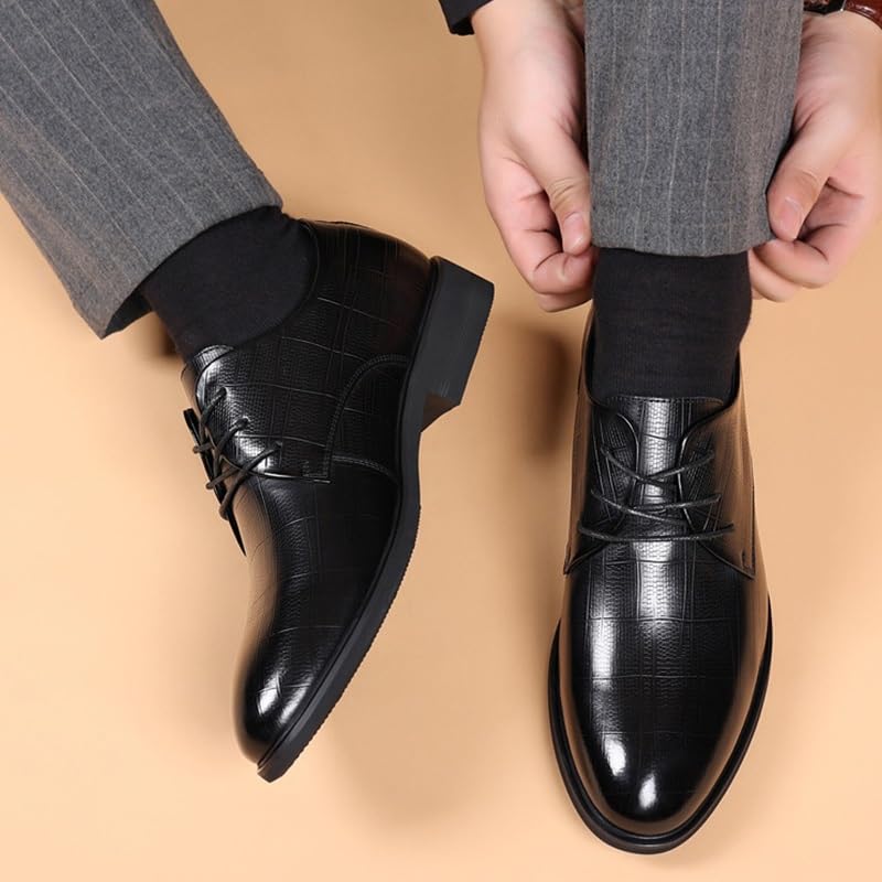 Men's Wingtip Lace Up Patent Leather Brogues Shoes Non-Slip Dress Business Oxfords Shoes Pointed Toe Elevator Shoes for Men3