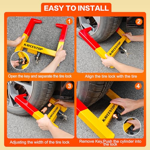 image for KAYCENTOP Universal Weel Lock Clamp, Wheel Chock Lock, Tire Lock Anti 