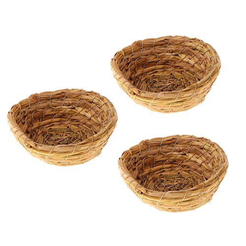 オウム鳩等のための3ピース/個編まれた草の鳥の巣の巣箱/ベッドの家