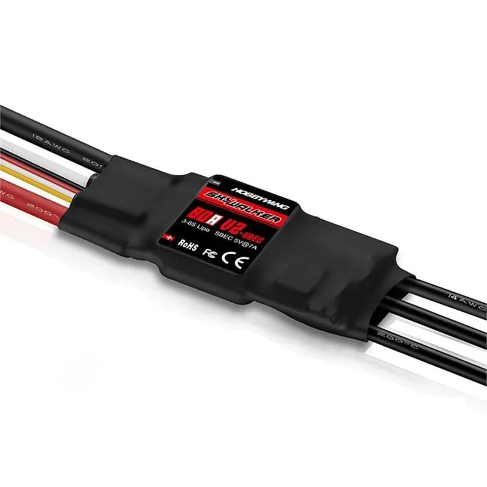 SPARKHOBBY 12A 20A 30A 40A 50A 60A 80A ESC Brushless per Skywalker Speed Controller BEC per RC Quadcopter Elicotteri Drone ad Ala Fissa (1PC Skywalker 80A V2)