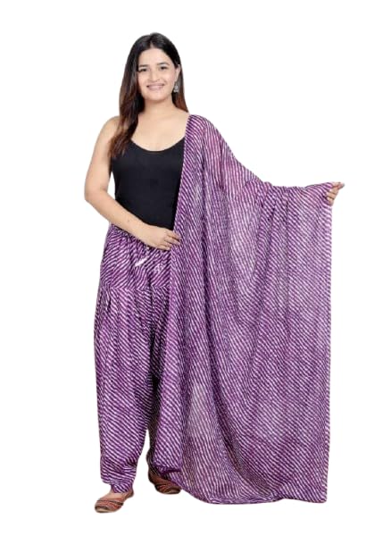 KHEEAA Fashion's Womens Cotton LEHRIYA Purple 02 Printed Patiala Salwar with Matching Dupatta (Free Size)-picture-56