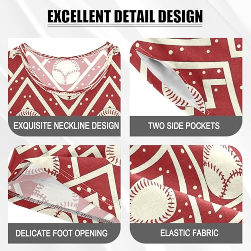 ALAZA Chevron Baseball Polka Dot Pajamas Set Short Sleeve Cotton Sleepwear Summer Pjs 2 Piece 5-14Y4