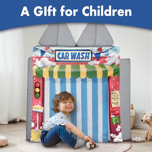 Image of Play Panel for Modular Play Couch Childrens Play Panel for Toddler (Sofa not Included) (Carwash - Two Panel Set)