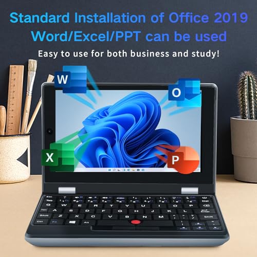 Image of BINTEC 7-inch mini Laptop Computer, 16GB DDR4, 256GB SSD, Celeron N95 (up to 3.4GHz), Touchscreen, Win 11 /MS 2024