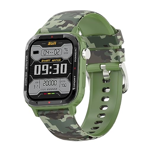 Image of Fire-Boltt Tank 1.85 inch Outdoor Rugged Bluetooth Calling Smart Watch, 123 Sports Mode, 8 UI Interactions, Built in Speaker & Mic, 7 Days Battery (Camo Green)
