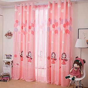 SVV 3D Kid Girl Digital Printed Polyester Fabric Curtains for Bed Room Kids Room Living Room Color Pink Window/Door/Long Door (D.N.413) (4 x 9 Feet (Size ; 48 x 108 Inch) Long Door, 2)