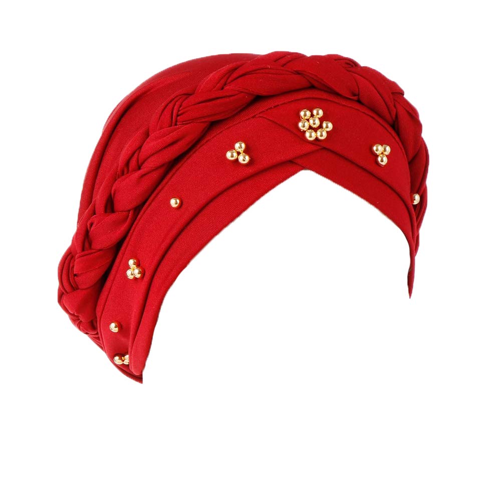 Zuochen Women's Wine Braid Turban Cap Chemo Cancer Turbans For Beanie Scarf Headwrap