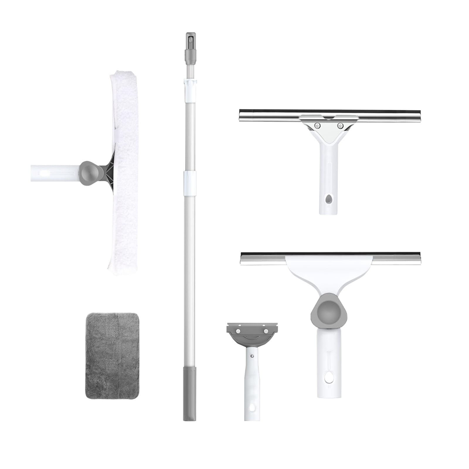 Limpiador de Limpiacristales Profesional con Mango Extensible,rascadora 35cm,Cepillo de Microfibra de Mano 36.5cm,Espátula de Limpieza 10cm,para Paredes Techos (300cm)