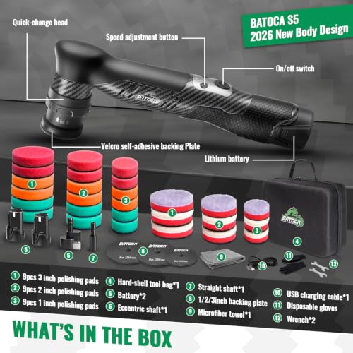 Image of BATOCA S5 Cordless Mini Car Polisher Buffer Sander Rotary & Dual Action