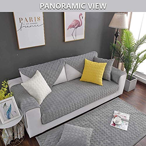Deep Dream Sectional Sofa Covers for 3 Cushion Couch, Couch Cover for Dogs Pets Recliner Loveseat L Shaped, Anti-Slip, 28 x 70 Inch - Light Gray(Only 1 Piece)