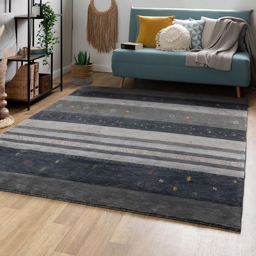 Steffensmeier Gabbeh Teppich Shiraz | Wolle, Grau, Größe: 90x160 cm Kurzflor Teppich für Wohnzimmer, Ethno Look Steffensmeier Gabbeh Teppich Shiraz | Wolle, Grau, Größe: 90x160 cm Kurzflor Teppich für Wohnzimmer, Ethno Look
