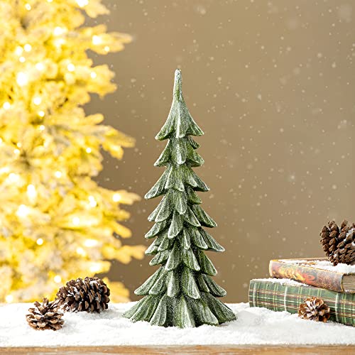 Image of Glitzhome 14.75 inch H Tabletop Christmas Tree, Artificial Resin Tree Mini Christmas Trees for Home Standing Tree Party Desktop Decoration