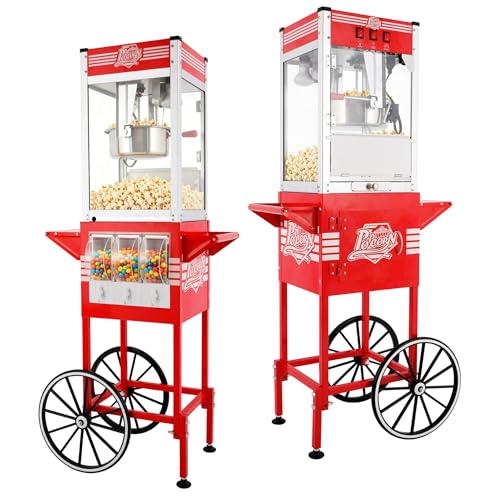 Image of 12oz popcorn machine,candy dispenser popcorn maker,suitable for family gatherings & parties.-Red