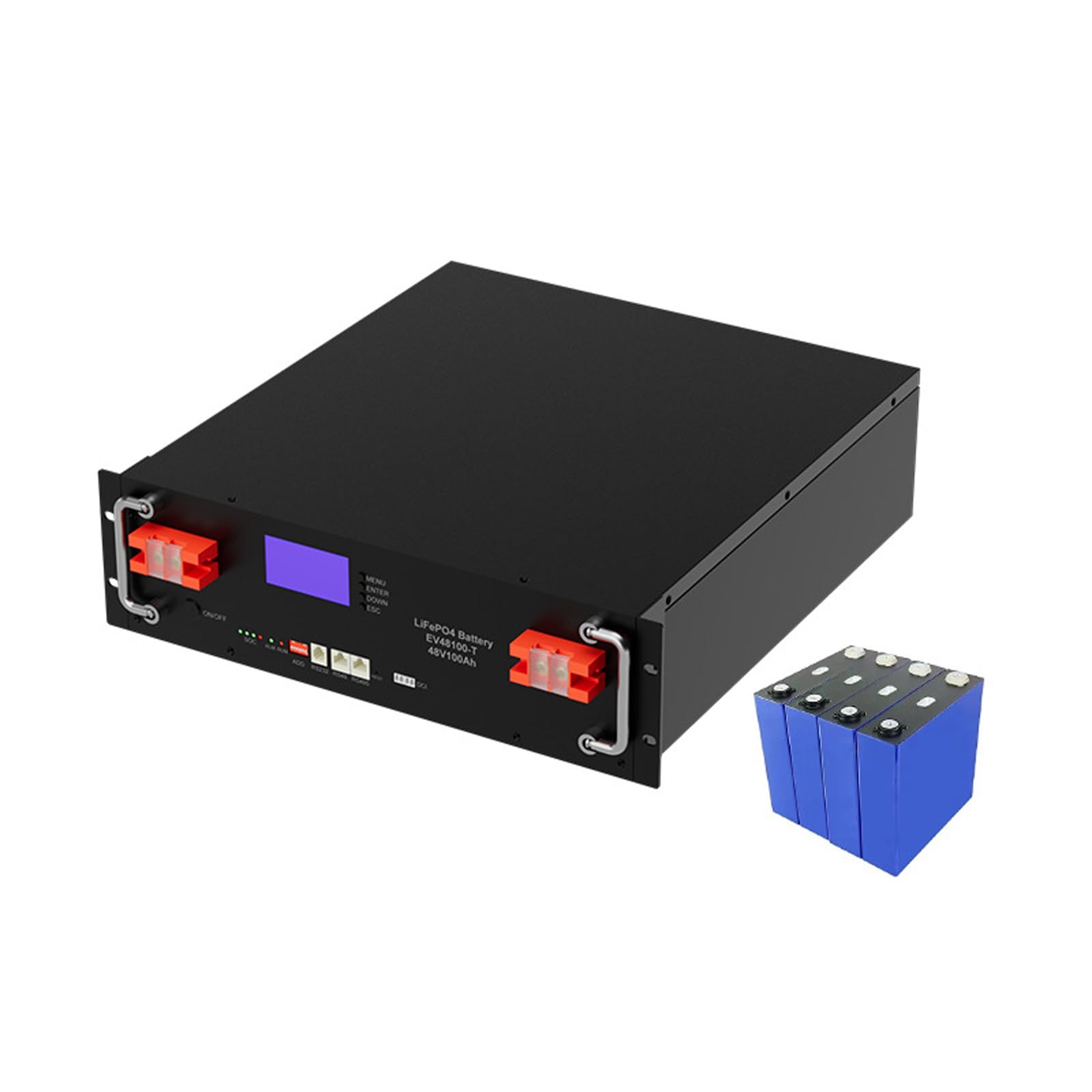 Batería Recargable Ciclo Profundo LiFePO4 Litio 48V 100Ah 5 KWh 3000 ciclos de Vida con BMS Monitor LED Uso para RV Fuente de alimentación Solar Marina terrestre Fuera de la Red