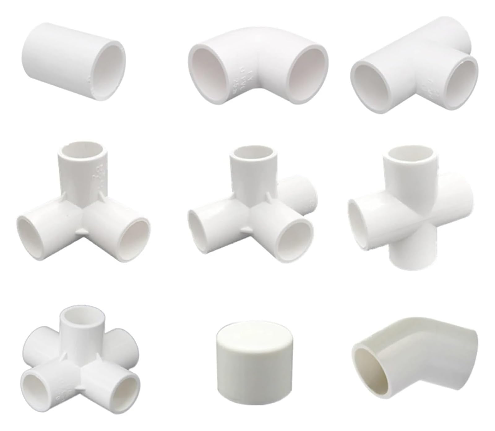 Conectores deslizantes de PVC para tuberías, Accesorios de tubería PVC Blanco for Agua, Bricolaje, 20-50mm, con Codo Recto, Cruz en T, 10 Uds(PVC Pipe,I.D 40mm)