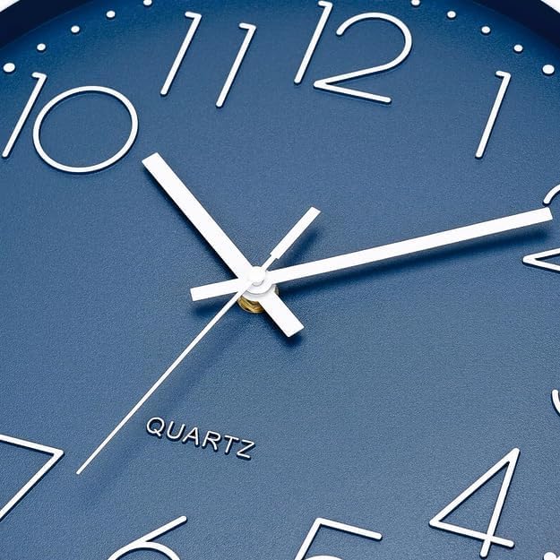Image of TEKCOOL Plastic Digital Wall Clock 12 inch Silent Quartz Decorative Non-Ticking Classic Clock Battery Operated Round Easy to Read for Room /Home /Kitchen /Bedroom /Office /School- (Cerulean);