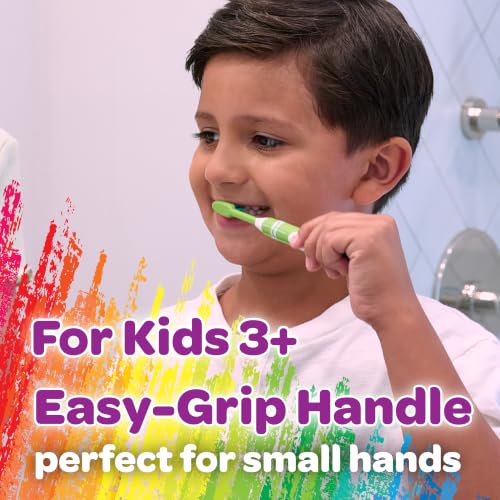 Image of GUM Crayola Marker Kids Toothbrush, Soft-Bristle Toothbrush with Suction Cup Base for Ages 3+, 3 Count (Pack of 2)