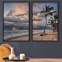 2 Piece Framed Canvas Wall Art Palm Tree Canvas Prints Home Artwork Decoration for Living Room,Bedroom - 16
