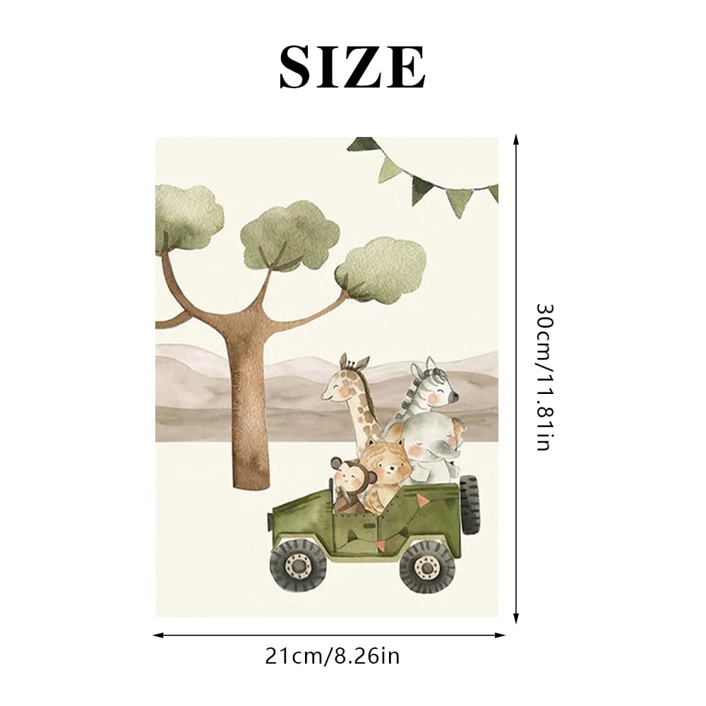 YunBey Lot de 4 Affiches Chambre D'enfant Animaux de la Forêt A4 Poster Enfant Sans Cadre Decoration Murale Chambre Bébé pour Garçon et Fille