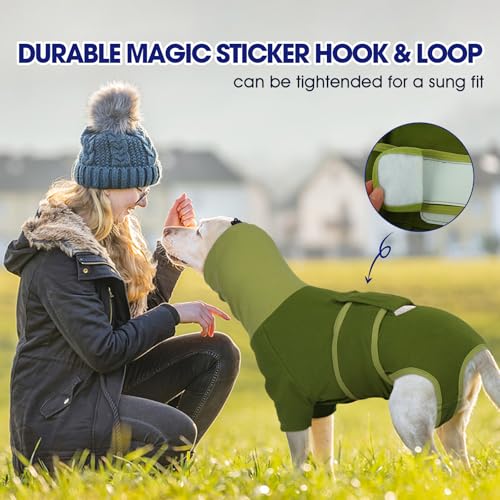 Image of FUAMEY Dog Surgery Suit Female Spay, Anti Licking for Dogs, Turtle Neck Surgical Recovery Suit Male Neuter Suit, Alternative to Cone for Dog, Puppy Onesies for Surgery Recovery Small Dogs (Green, XS)