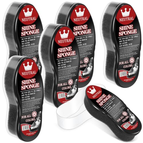 Loopeer Neutral 6 Pcs Shoe Shine Sponge, Instant Gloss and Portable, Shoe Polish Sponge for Leather, Furniture, Shoes, Boots and Bags (0.2 oz,Classic Style)