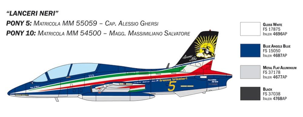 Italeri 1461 MB-339 60th Pan Anniversary, 60° Anniversario Frecce Tricolori, 3 Modelli Inclusi, Scala 1:72, Plastic Model Kit, Modello in Plastica da Montare, Modellismo
