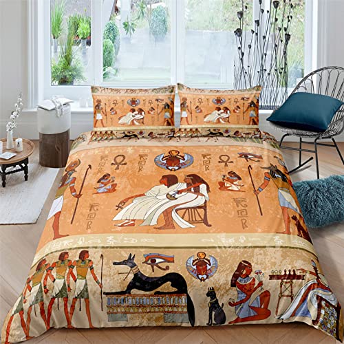 Parure De Lit Égypte Ancienne 240x260 Cm - Microfibre Douce Imprimée 3D - Inclut Housse De Couette Et 2 Taies