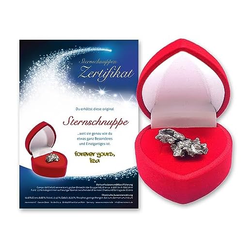 Echte Sternschnuppe in roter Herzbox inkl. personalisierbarem Sternschnuppenzertifikat mit romantischer Widmung