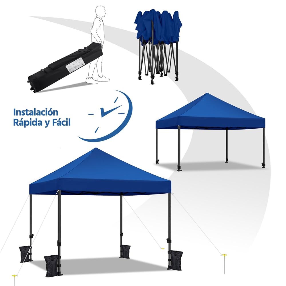 Yaheetech Carpa Plegable 3x3 Carpas para Exteriores Camping Cenador de Jardín Impermeable Sombrilla Carpa Playa Terraza Toldo Altura Ajustable de 323-341cm con 4 Bolsas