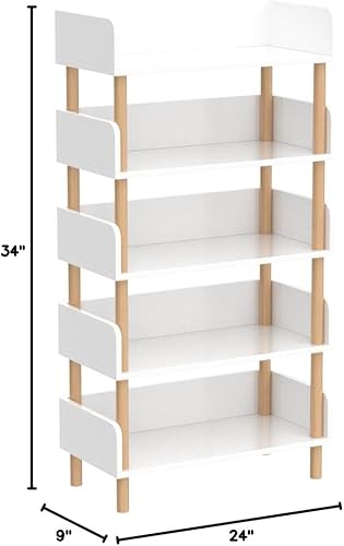 Miniatura 15 de HM&DX Estantería de madera, estante de exhibición independiente, bonita estantería, organizador de almacenamiento de cubículos, estantería de 5