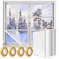 Window Insulation Kit, 63 × 394" and 87 × 110"Plastic Window Coverings for Winter, Thicken Window Shrink Film Insulator Kit Windows Waterproof Winterizing with Double-Sided Tape