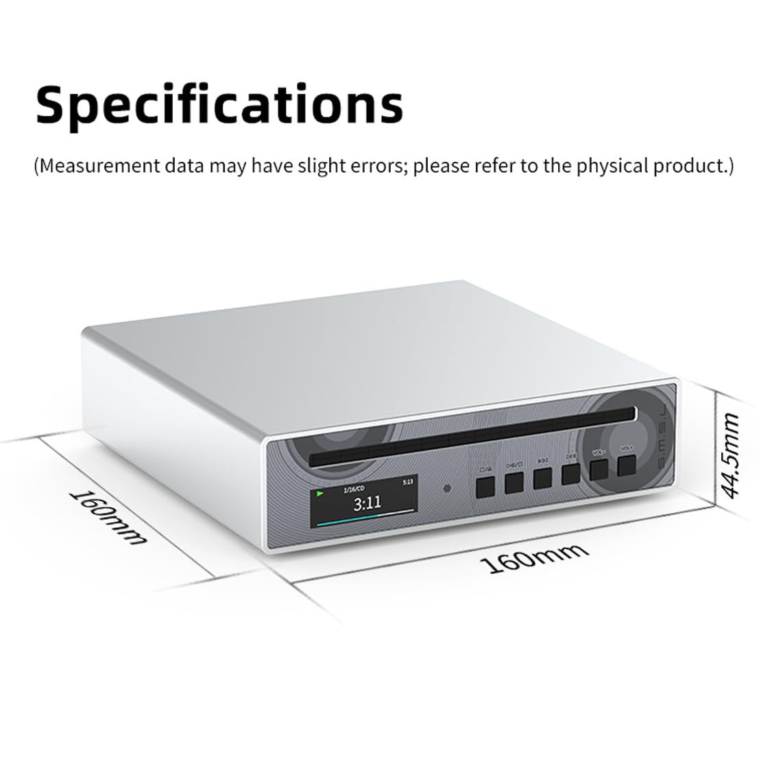 SMSL PL100Pro - Reproductor de CD multifunción 2 chips DAC CS43131 de gama alta compatible con reproducción MQA sin pérdidas XLR de 3,5 mm y 4,4 mm de salida de auriculares (negro)