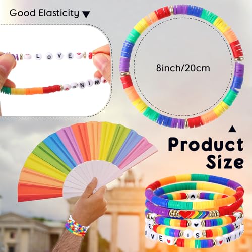 Tondiamo 30 Pcs Rainbow Gay Pride Bracelets LGBT Support Wristbands for Pride Day Month Parades Decorations Party Supplies2