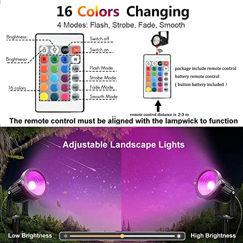 Ahsellus Led Low Voltage Landscape Lights Color Changing Landscape Lighting Outdoor Rgb 5W 12V Ip66 Waterproof Spotlight Remote Control For Garden Pathway Christmas Decorative Lighting (4 Pack) #TOP4