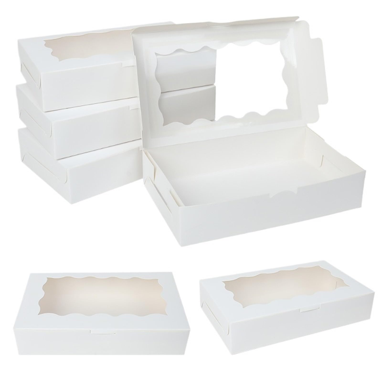 XPJYUA Bakery Boxes with Clear Window 5-20pcs Boxes With Window Birthday Party Chocolate Candy Cookie Gift Packaging Wedding(White,20Pcs)
