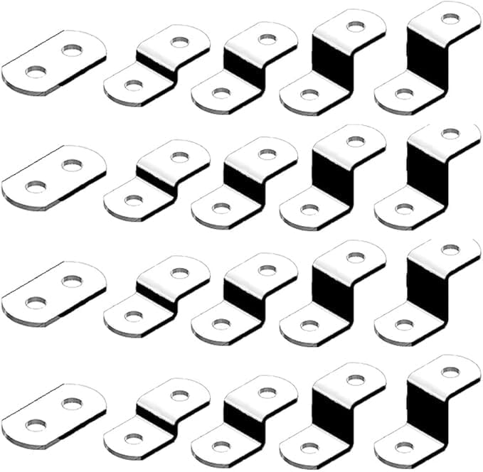 Offset Canvas Clips for Picture Framing Assorted Small Sizes, 10 Each 0/0", 1/8", 1/4" 3/8" 1/2" 5/8" 3/4" 1" 1.25", 10 Pieces Each Size Packed with 200 Screws