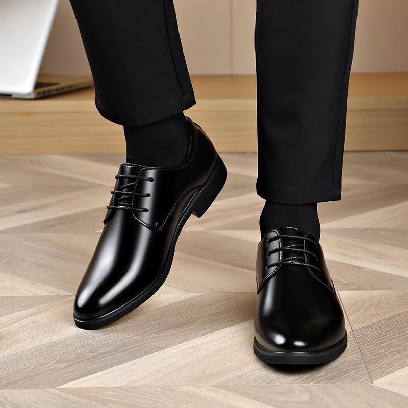 Classic Lace-up Formal Tuxedo Shoes Oxford Dress Shoes for Men Pointed Toe Leather Shoes Block Heel Rubber Sole Anti-Slip Low Top Non Slip Business3