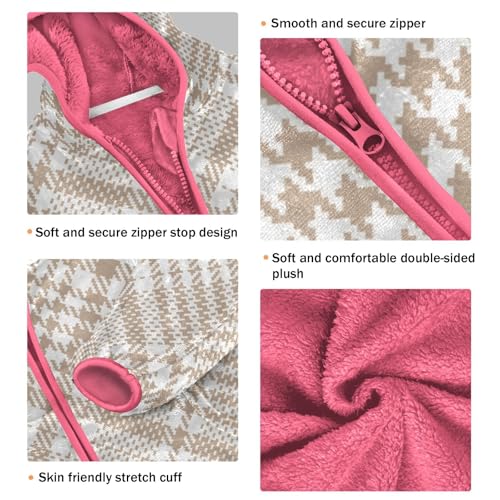 GuoChe Buffalo Plaid Beige Toddler Girl Fleece Jacket3