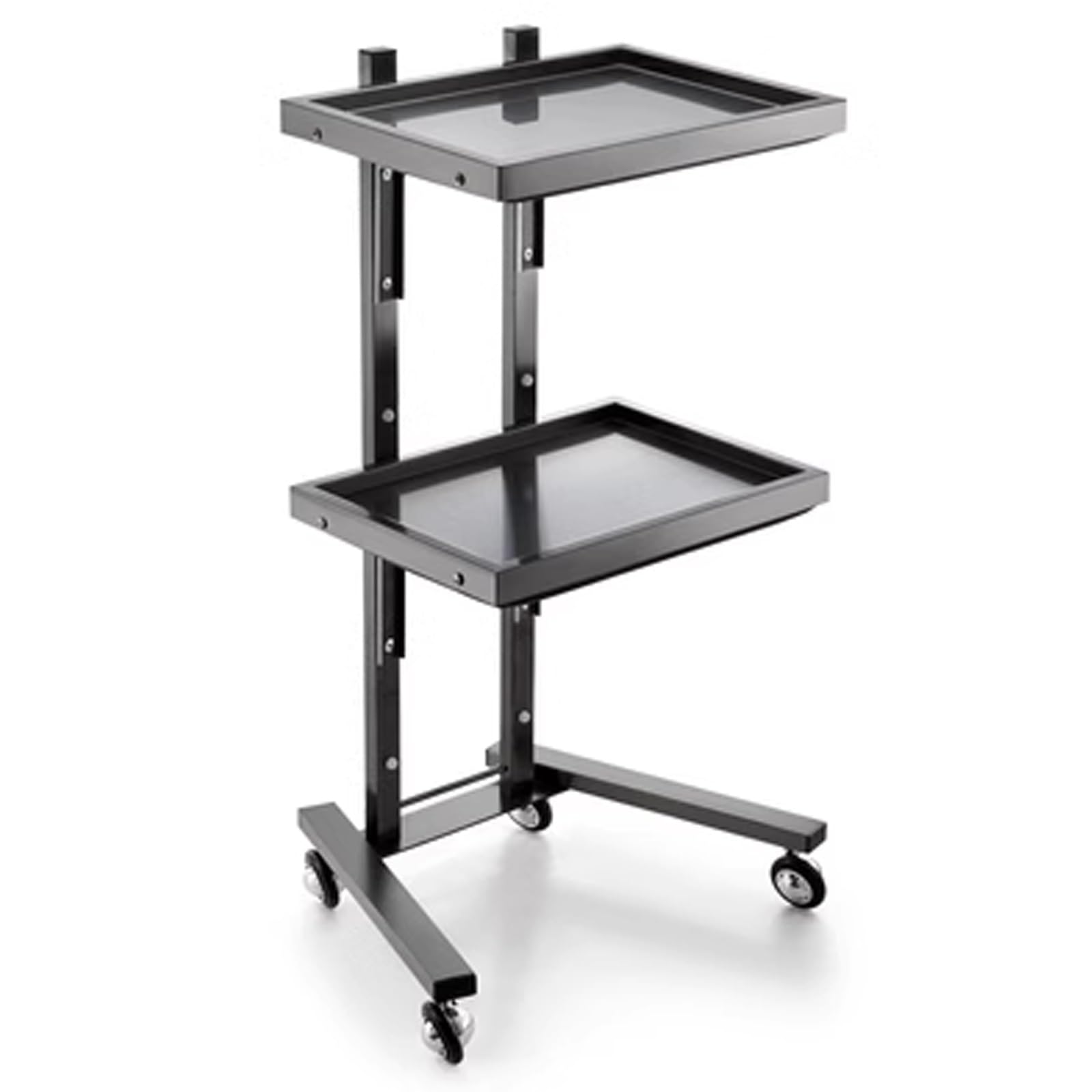 LJYKBFL Collapsible Stainless Steel Utility Cart on Wheels, 2-Tier Mobile Tray for Salon, Spa, Medical, Dental Organization