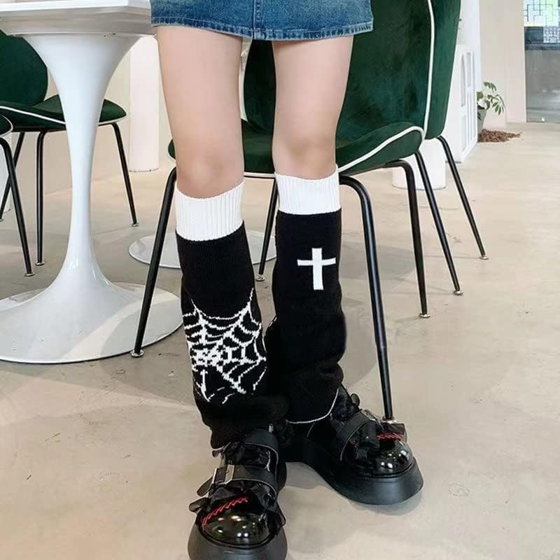 Miniatura 3 de Grunge Trendy Women's Long Socks Spider Wed Graphic Leg Warmers Y2k Punk Knit Stockings Gothic Hippie Winter Cuffs