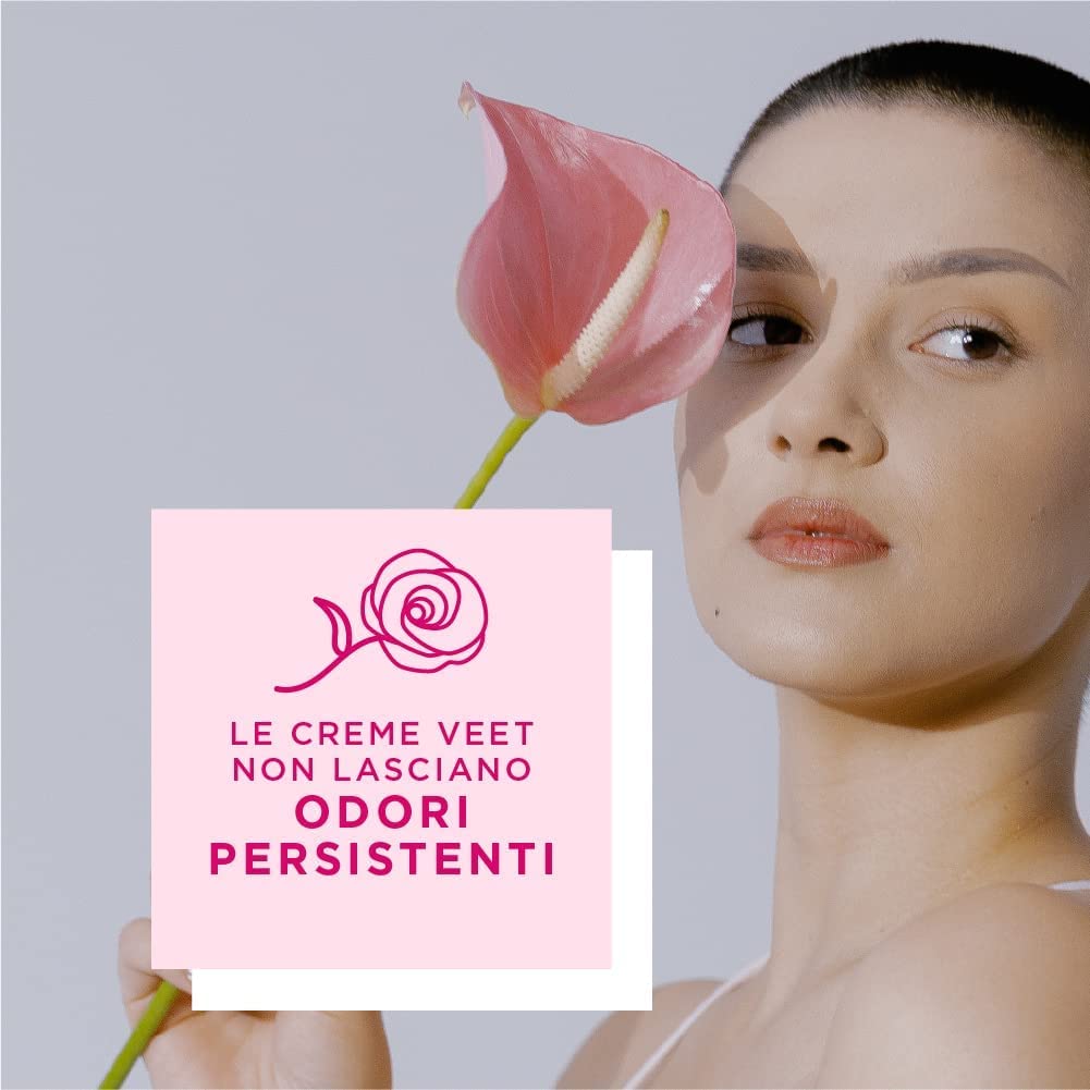 x5 Veet Crema Depilatoria Pure Pelli Sensibili, per Gambe, Braccia, Ascelle e Zona Bikini, 200 ml, 5 Confezioni, Maxi formato