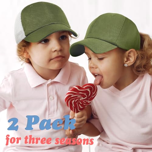 2-Pack Toddler Baseball Hats for Kids Girls Soft Cotton Mesh Back Trucker Hats Adjustable Toddler Hats for Girls Boys2