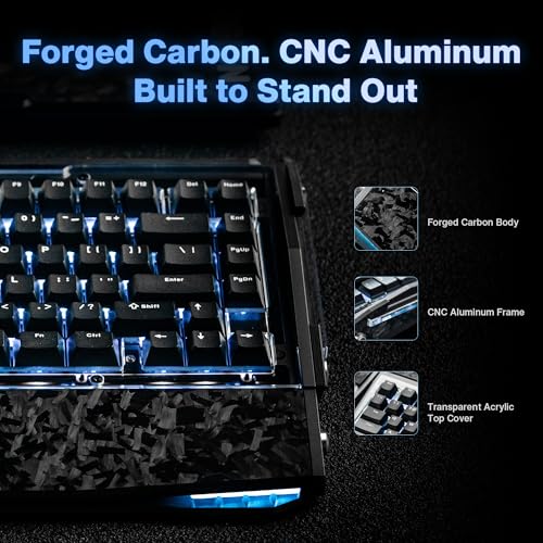 Image of Black Diamond 75 V2 Wireless Gaming Keyboard, Forged Carbon & CNC Aluminum Custom Keyboard, 75% Tri-Mode 2.4G /Bluetooth /USB-C, Under 2ms Low Latency, Hot-Swappable PCB, RGB