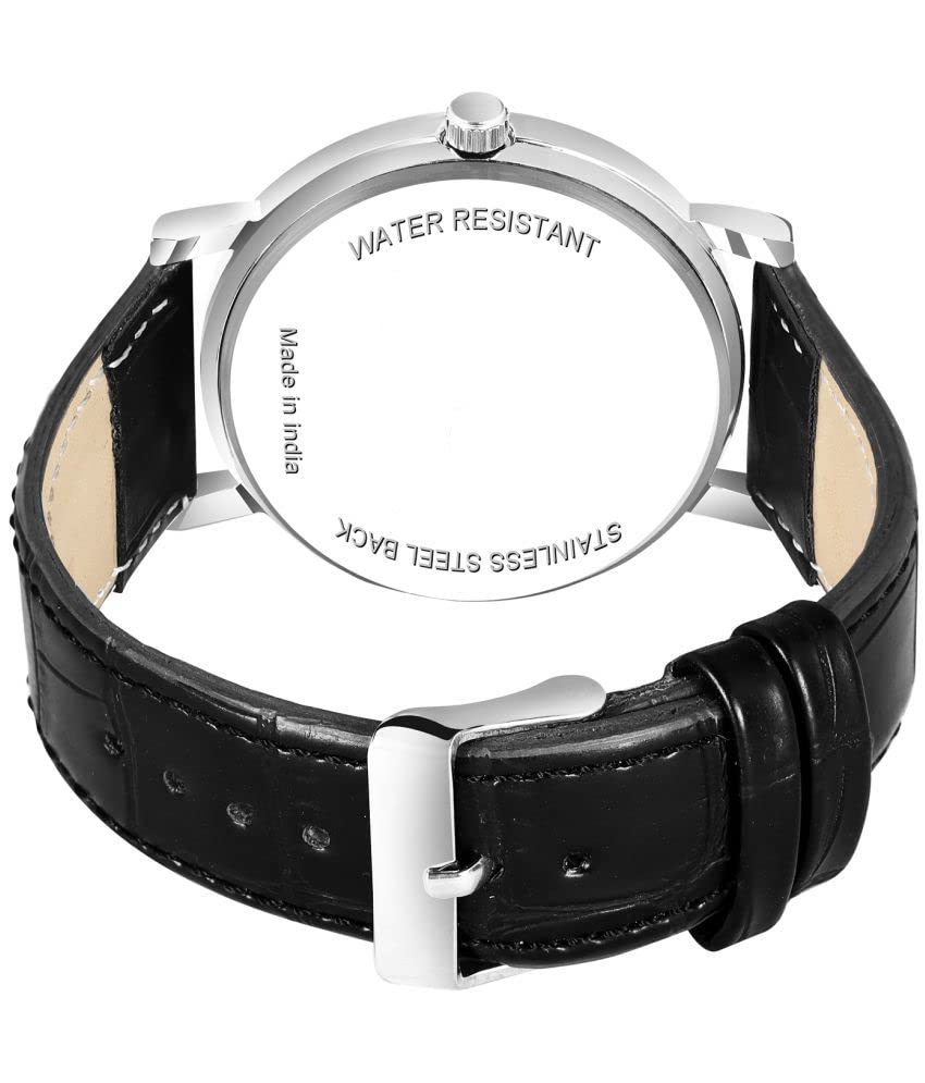 Image of Shocknshop Analog Black Dial Chronograph Leather Strap Wrist Watch for Men -WCH80