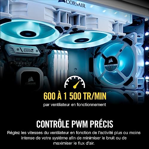Corsair LL120, LL Series, 120 mm Dual Light Loop RGB LED, PWM, à flux d'air élevé Ventilateur (Pack Triple avec module Lighting Node) - Blanc, 3 x 120mm Ventilateur (Triple Pack)