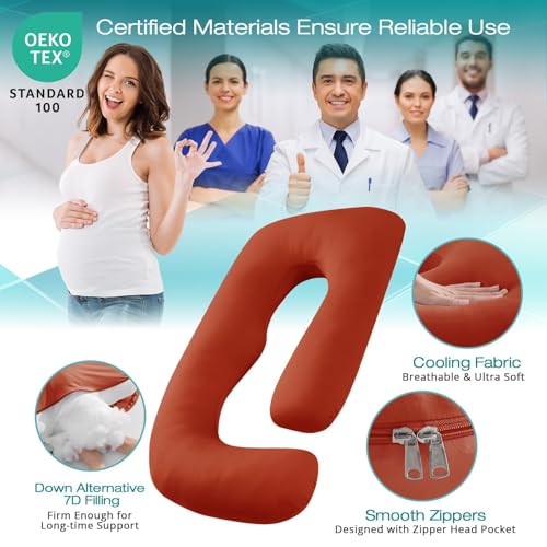 Image of Cooling Pregnancy Pillows for Sleeping, 57'' Full Body Pillow, Orange