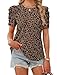 WIHOLL Spring Tops for Women Trendy 2026 Summer Top Tshirts Shirts Dressy Casual Puff Sleeve Work Blouses Birthday Date Business Outfits Teen Girl Fashion Clothes Leopard Print M