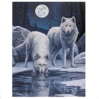 Lisa Parker - Warriors Of Winter - White Wolves & Ice Scene - 25cm x 19cm Canvas Plaque by Lisa Parker