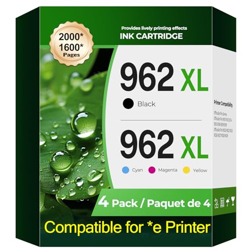 Image of 962XL Ink Cartridges Combo Pack OfficeJet Pro 9015e 9018e 9025e 9010 9020 Compatible for HP 962XL Ink Cartridges HP962XL HP962XL Printer Ink for OfficeJet Pro 9010 9015e 9018e 9012e 9025e 9022e